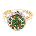 D'Joy Socoto Smaragd und Zirkon floraler Halo Ring, 925 Silber 750 Gelbgold Vermeil - 1,65 ct.