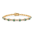 D'Joy Socoto Smaragd, Weißer Zirkon Armband ca. 20 cm 925 Silber 750 Gelbgold vermeil ca. 3,40 ct.