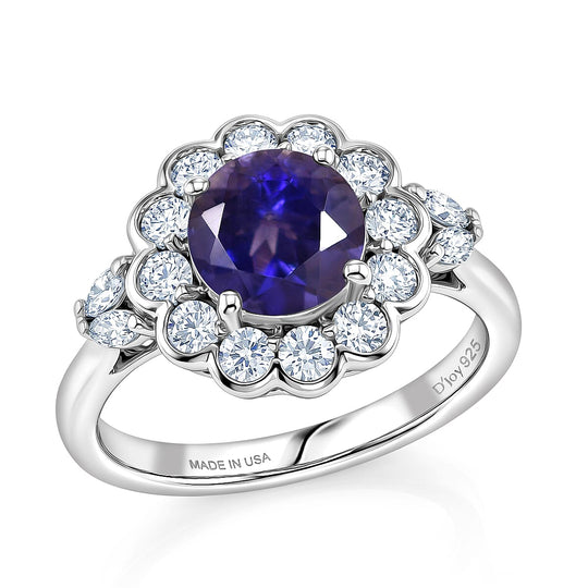 D'Joy AA Iolit, Moissanit Ring 925 Silber Rhodiniert (Größe 17.00) ca. 1.54 ct