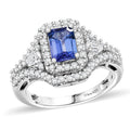 D'Joy AA Tansanit, Moissanit AGI zertifiziert Ring 925 Silber Rhodiniert (Größe 16.50) ca. 2,50 ct