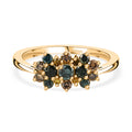 D'Joy Blauer Diamant, Grüner Diamant Ring 925 Silber 750 Gelbgold vermeil (Größe 17.00) ca. 0.51 ct