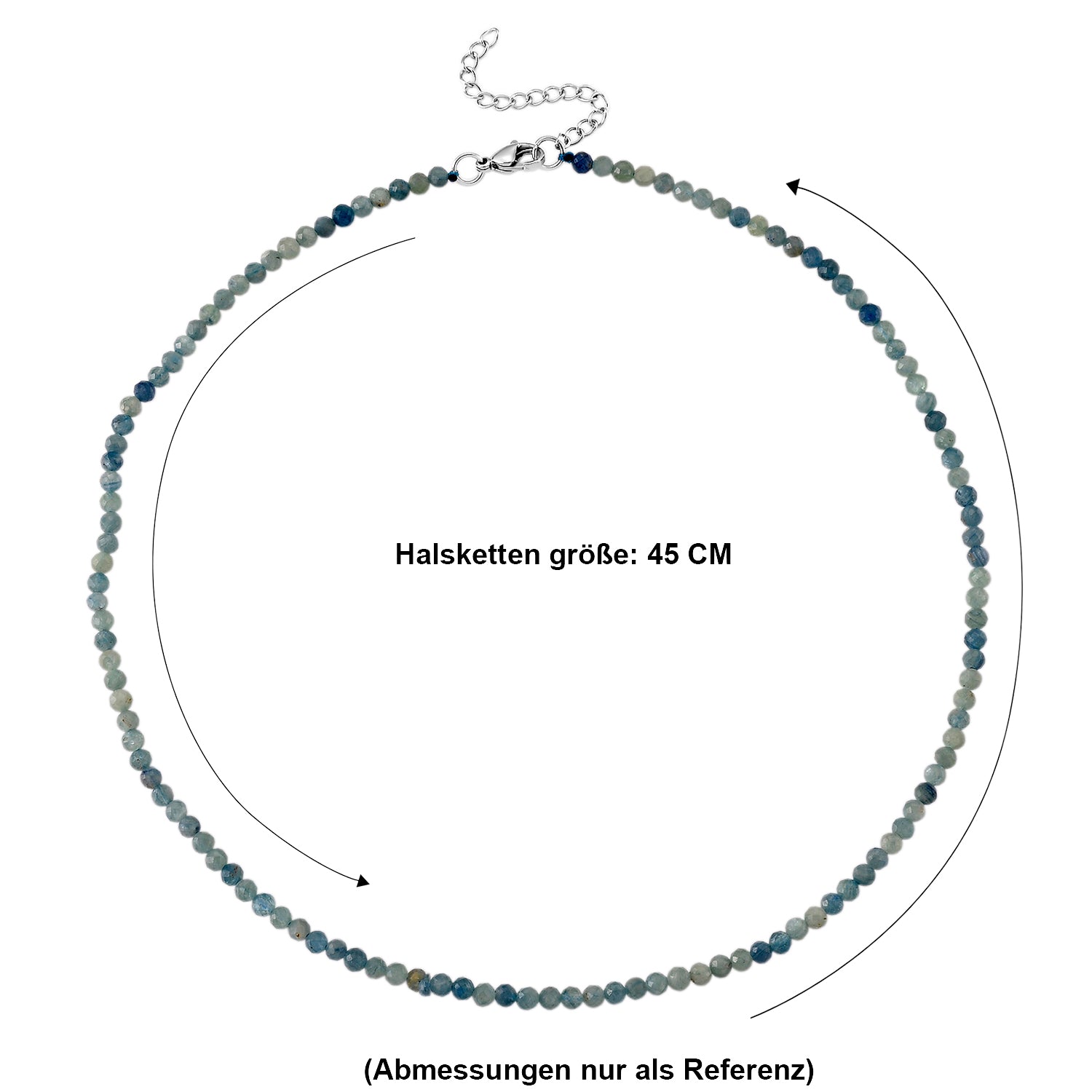 Kyanit Halskette ca. Flexibles cm 316L Edelstahl ca. 25.00 ct