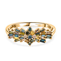 D'Joy Blauer Diamant, Grüner Diamant Ring 925 Silber 750 Gelbgold vermeil (Größe 19.00) ca. 0.39 ct