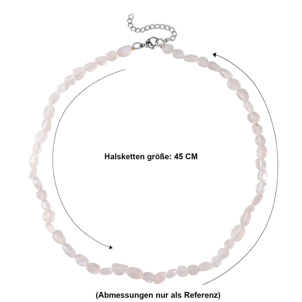 Regenbogen Mondstein Halskette, flexibel, 316L Edelstahl ca. 90.00 ct