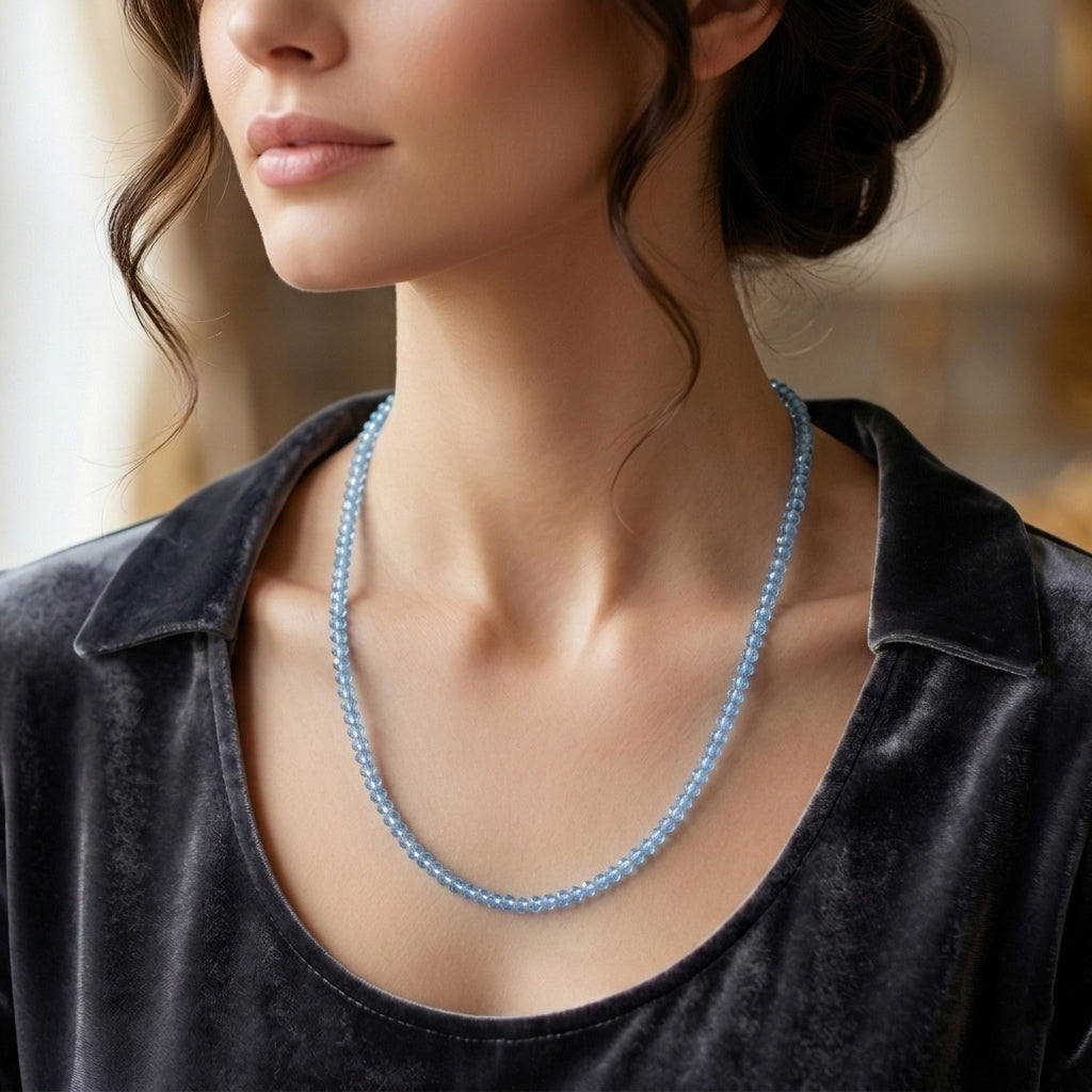 D'Joy Blau Topas Halskette ca. 45 cm 925 Silber Rhodiniert ca. 45,00 ct.