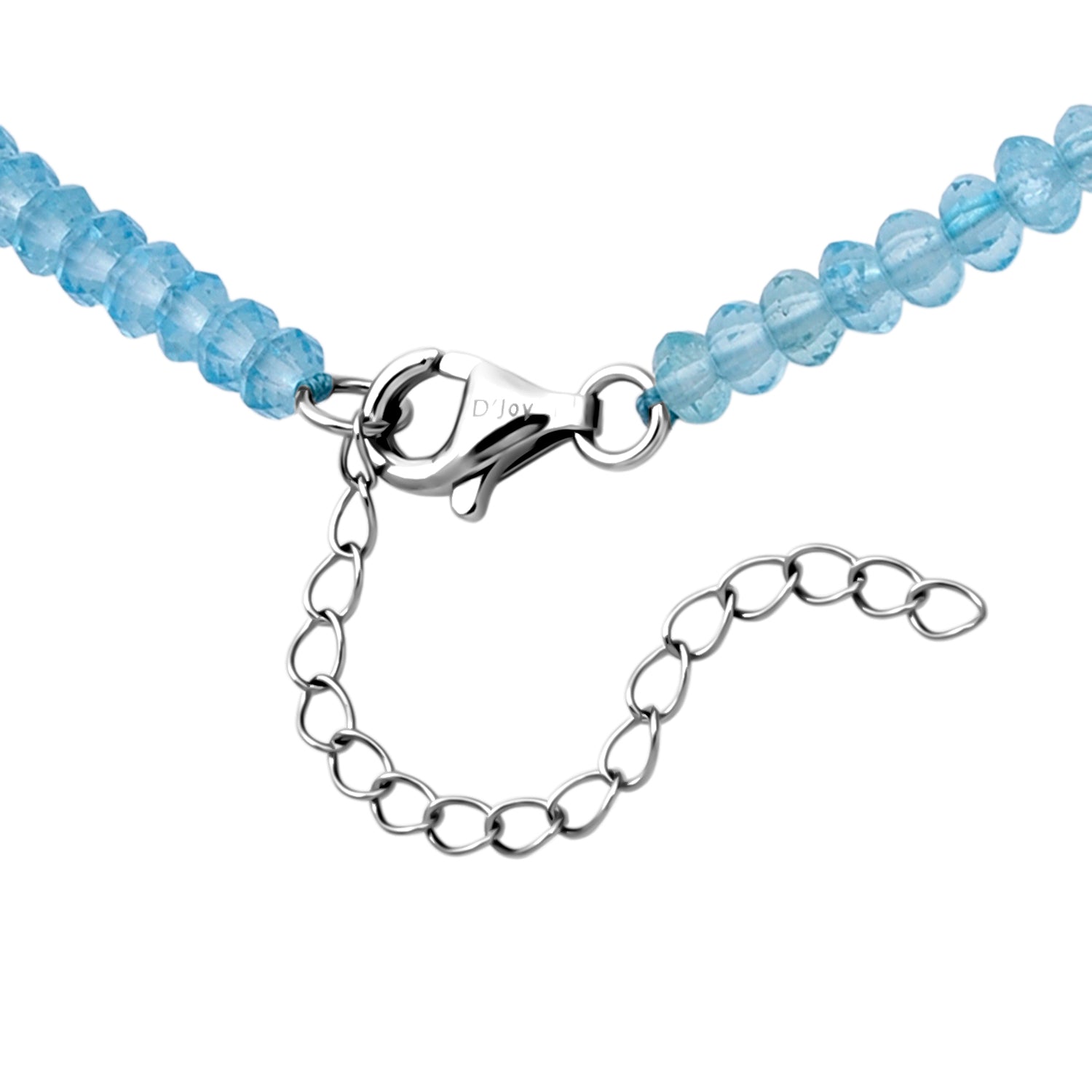 D'Joy Blau Topas Halskette ca. 45 cm 925 Silber Rhodiniert ca. 45.00 ct