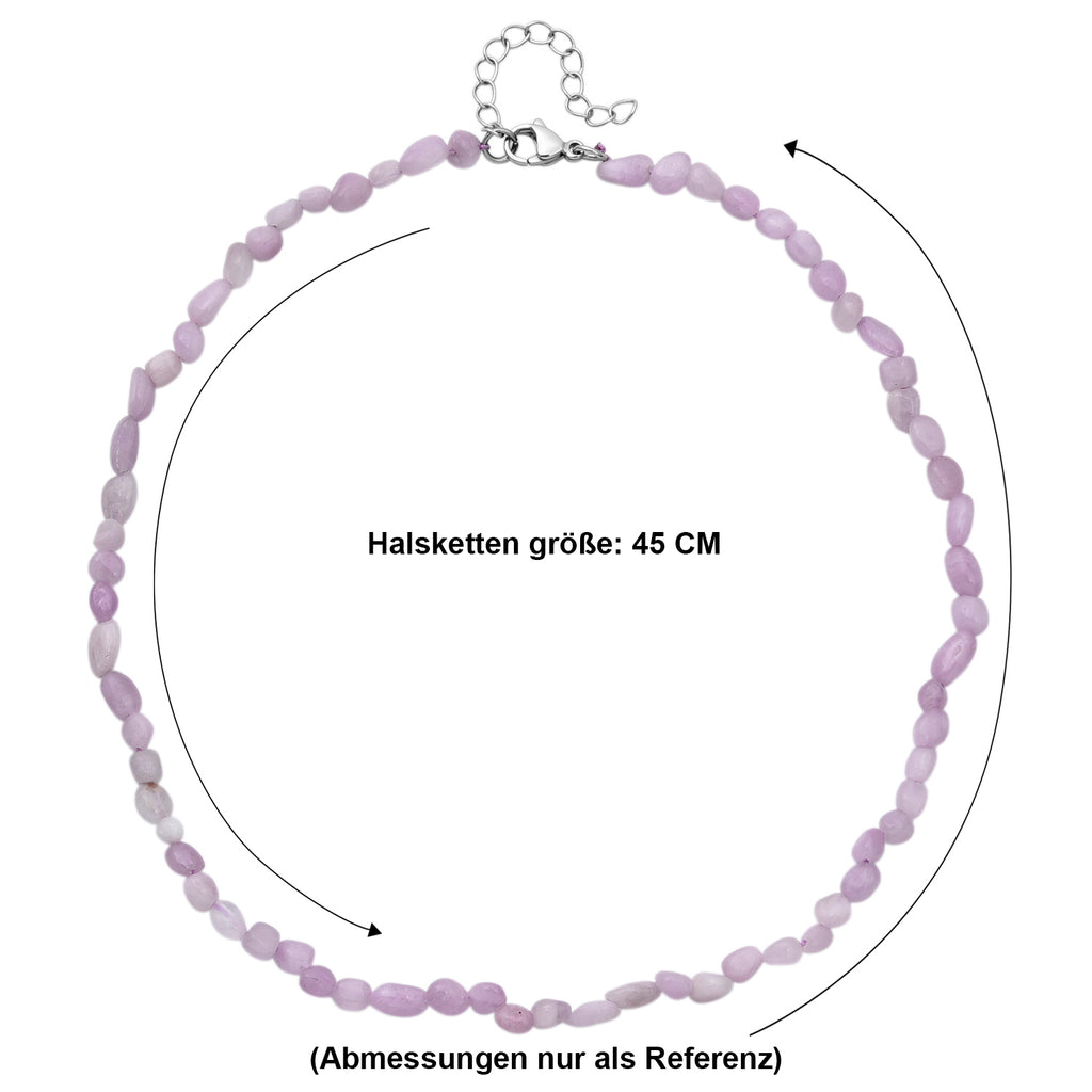 Kunzit Halskette ca. 45 cm 316L Edelstahl ca. 90.00 ct