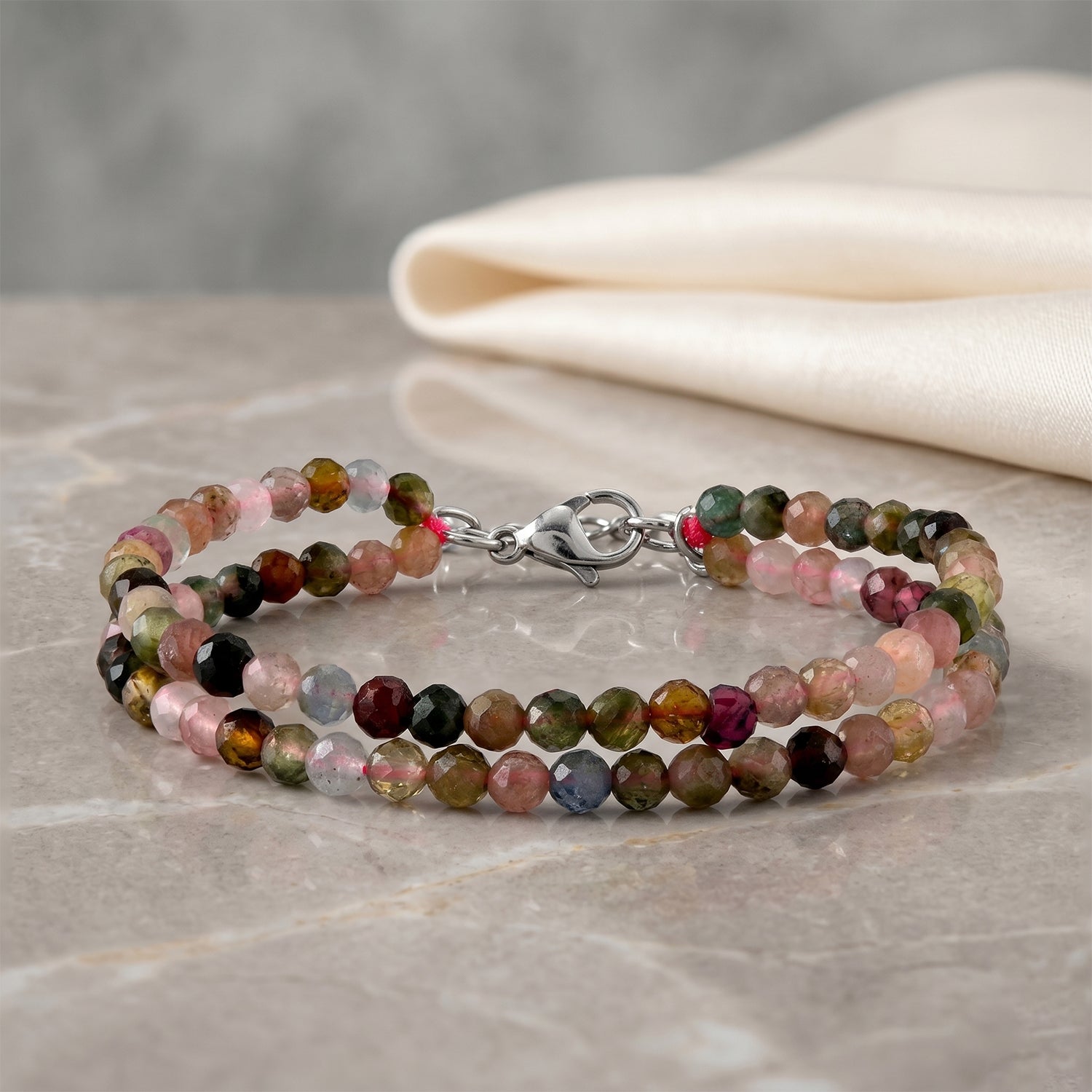 Mehrfarbig-Turmalin Armband ca. 18 cm + 5 cm Extender, 316L Edelstahl ca. 25,00 ct.