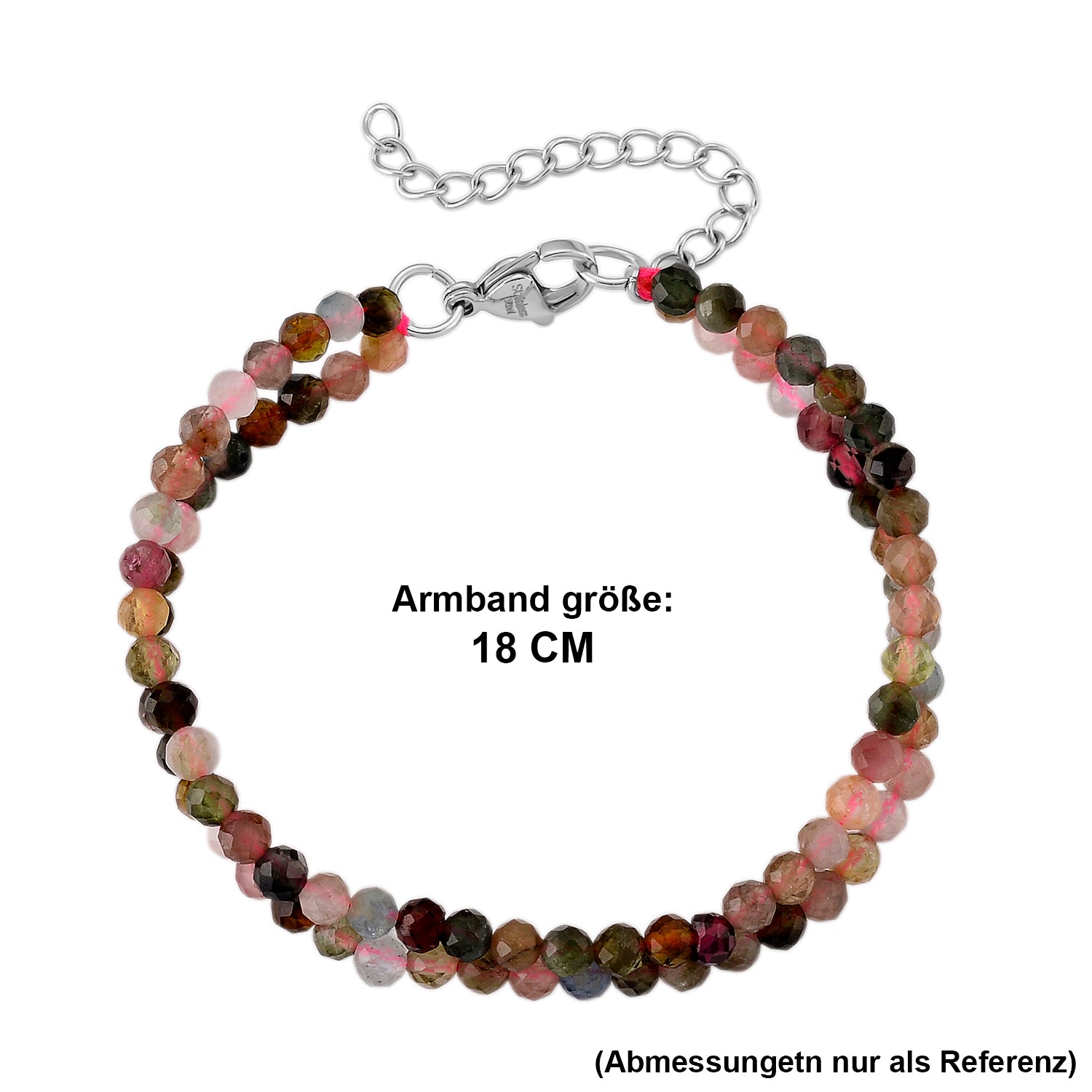 Mehrfarbig-Turmalin Armband ca. 18 cm + 5 cm Extender, 316L Edelstahl ca. 25,00 ct.