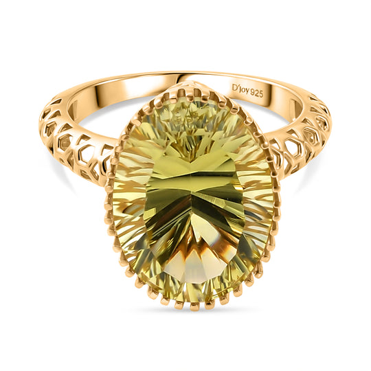 D'Joy AAA Ouro Verde-Quarz Ring 925 Silber 750 Gelbgold vermeil (Größe 19.00) ca. 10,09 ct