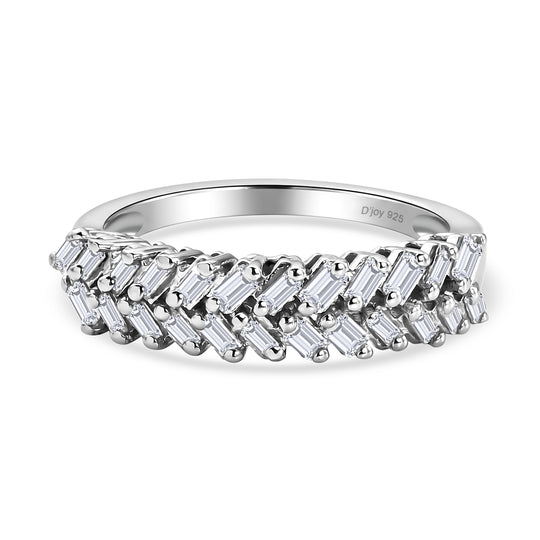 D'Joy Weißer Diamant Ring 925 Silber Rhodiniert (Größe 20.00) ca. 0.50 ct