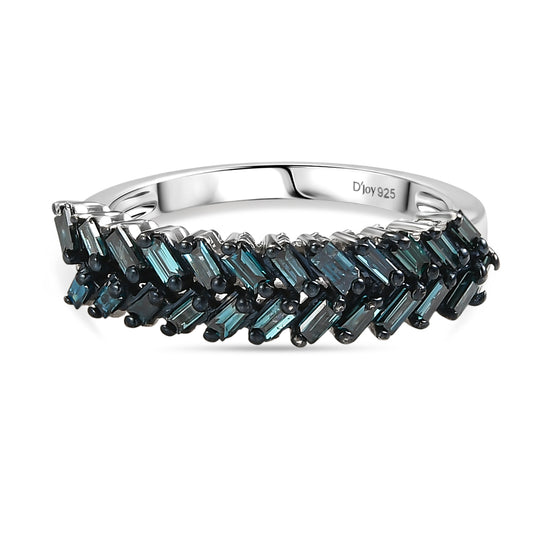 D'Joy Grüner Diamant Ring 925 Silber Rhodiniert (Größe 17.00) ca. 0.50 ct