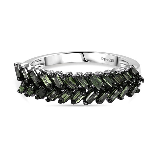 D'Joy Grüner Diamant Ring 925 Silber Rhodiniert (Größe 17.00) ca. 0.50 ct