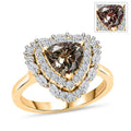 D'Joy AA Turkizit, Moissanit AGI zertifiziert Ring 925 Silber 750 Gelbgold vermeil (Größe 20.00) ca. 2,24 ct