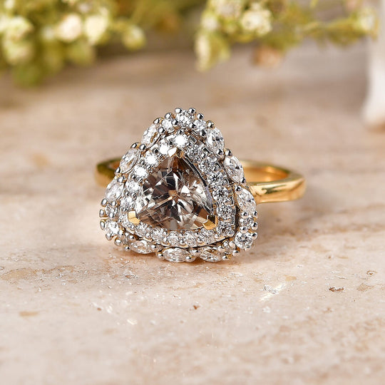D'Joy AA Turkizit, Moissanit AGI zertifiziert Ring 925 Silber 750 Gelbgold vermeil (Größe 20.00) ca. 2,24 ct