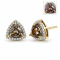D'Joy AA Turkizit, Moissanit AGI zertifiziert Ohrringe 925 Silber 750 Gelbgold vermeil ca. 4,04 ct.