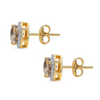 D'Joy AA Turkizit, Moissanit AGI zertifiziert Ohrringe 925 Silber 750 Gelbgold vermeil ca. 4,04 ct.