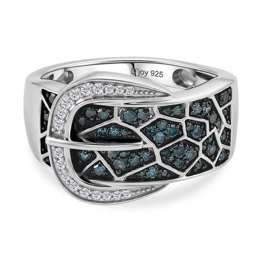 D'Joy Grüner Diamant Ring 925 Silber Rhodiniert (Größe 19.00)