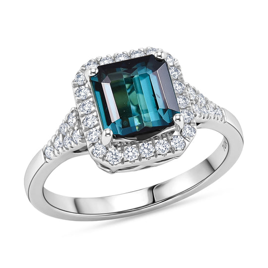 LUXORO AAA Indicolite, Weißer Diamant Ring 417 Gold (Größe 17.00)   (10-16 Werktage Lieferzeit) ca. 1,67 ct