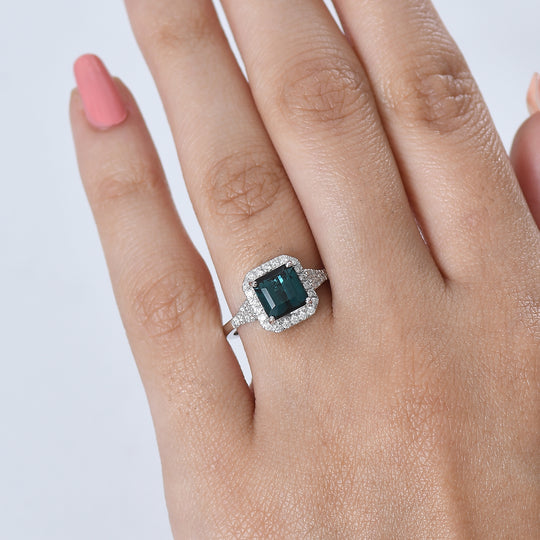 LUXORO AAA Indicolite, Weißer Diamant Ring 417 Gold (Größe 17.00)   (10-16 Werktage Lieferzeit) ca. 1,67 ct
