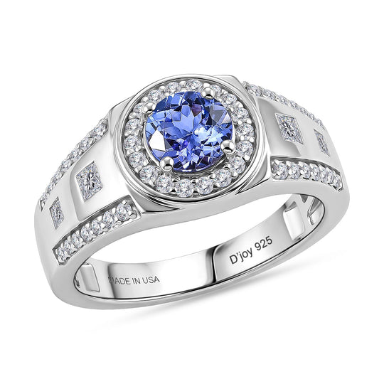 D'Joy AA Tansanit, Moissanit Ring 925 Silber Rhodiniert (Größe 19.00) ca. 1,80 ct