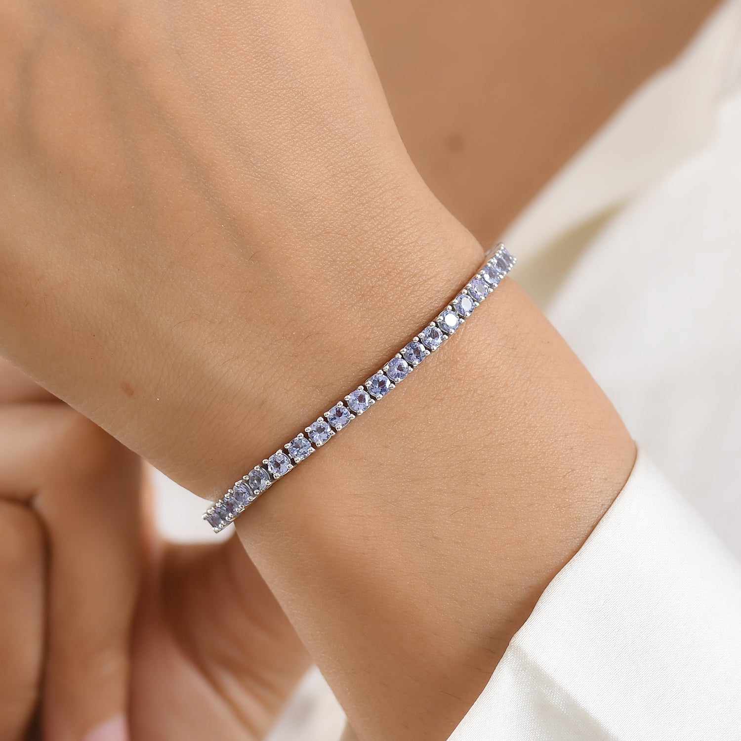 D'Joy Tansanit Armband ca. 19 cm 925 Silber Rhodiniert ca. 5,62 ct.