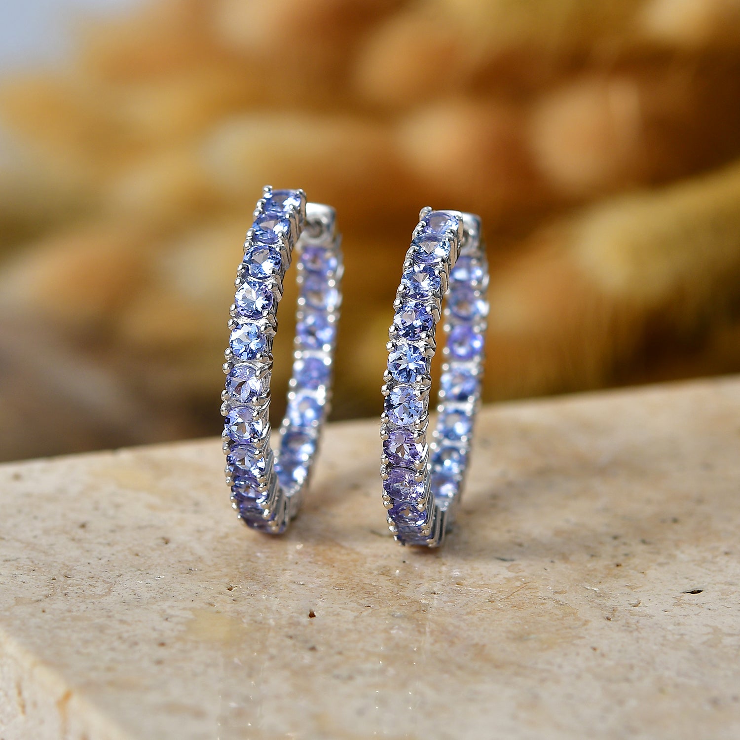 D'Joy Tansanit Ohrringe 925 Silber Rhodiniert ca. 3,96 ct.