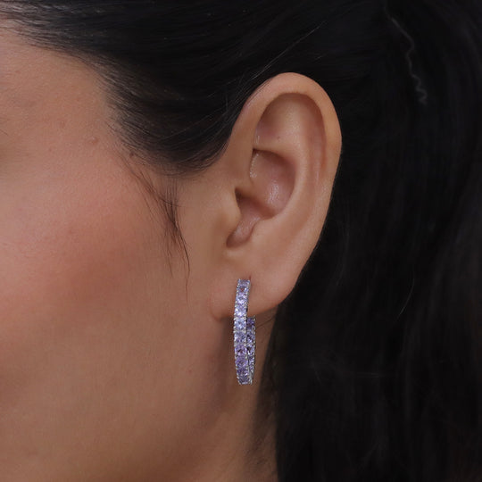 D'Joy Tansanit Ohrringe 925 Silber Rhodiniert ca. 3,96 ct.