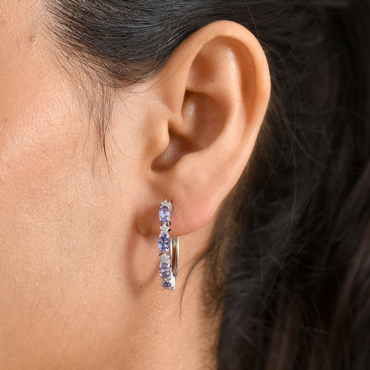 D'Joy Tansanit, Weißer Zirkon Ohrringe 925 Silber Rhodiniert ca. 2,34 ct.
