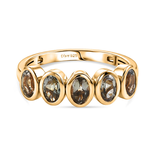 D'Joy Grüner Tansanit Ring 925 Silber 750 Vergoldet (Größe 20.00) ca. 1,25 ct