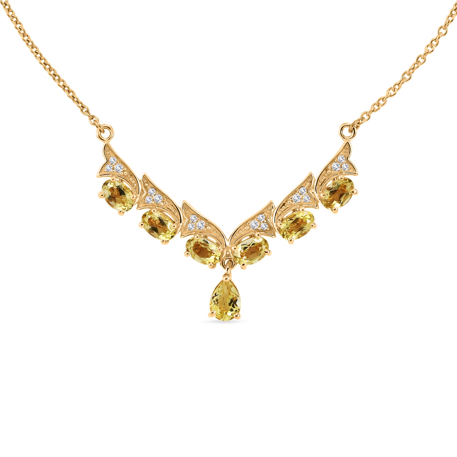 EVER TRUE AAA Ouro Verde-Quarz Halskette ca. 45 cm Nickelfreies Messing ca. 3,64 ct.