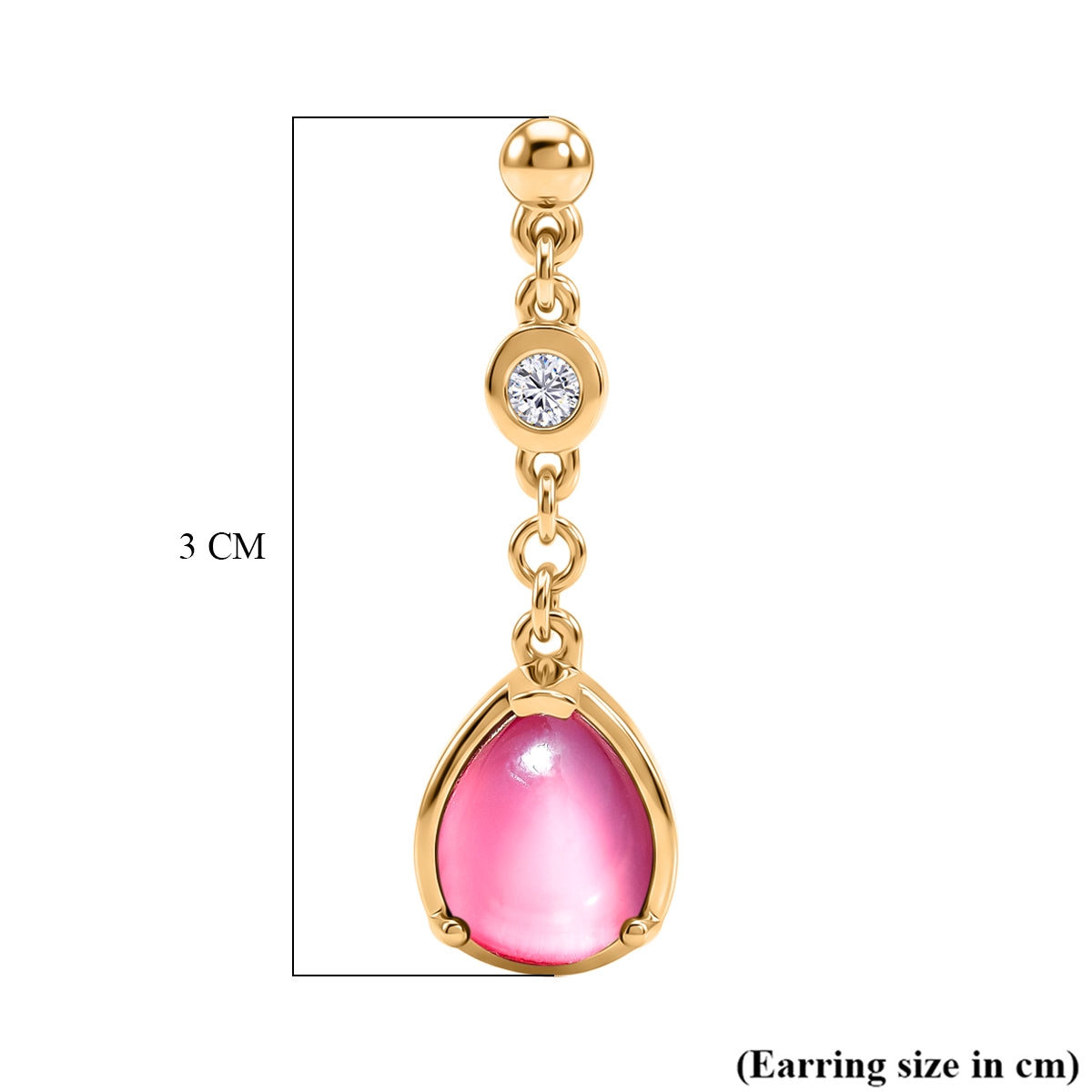 D'Joy Flamingo Mondstein, Moissanit Ohrringe 925 Silber 750 Gelbgold vermeil ca. 5,21 ct.