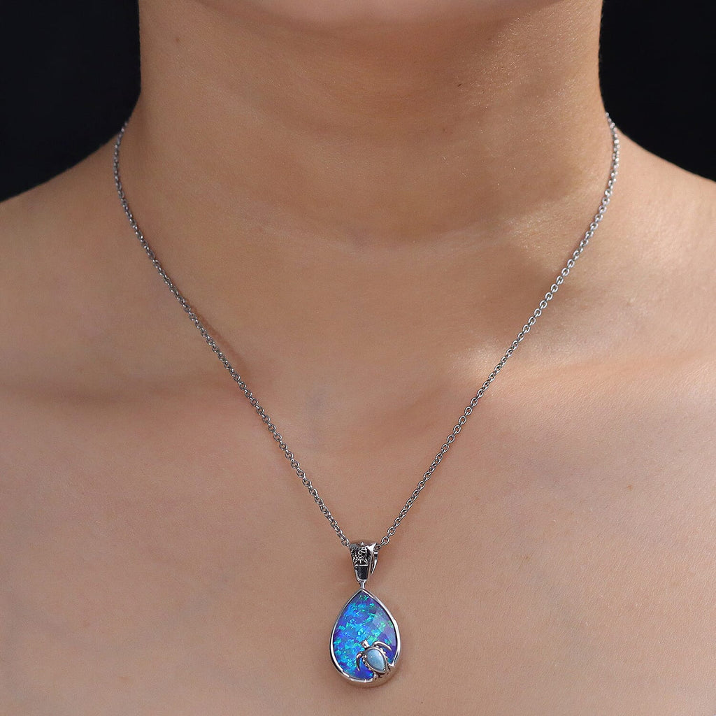 AAA Blauer Opal, Larimar Anhänger 925 Silber Rhodiniert ca. 9,30 ct.