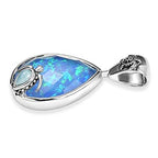 AAA Blauer Opal Doublet, Larimar Anhänger 925 Silber Rhodiniert ca. 9.30 ct