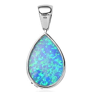 AAA Blauer Opal Doublet, Larimar Anhänger 925 Silber Rhodiniert ca. 9.30 ct