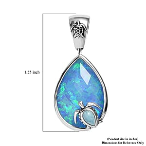 AAA Blauer Opal Doublet, Larimar Anhänger 925 Silber Rhodiniert ca. 9.30 ct