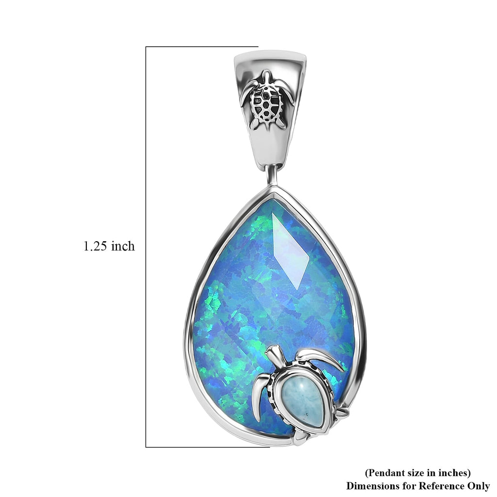 AAA Blauer Opal, Larimar Anhänger 925 Silber Rhodiniert ca. 9,30 ct.