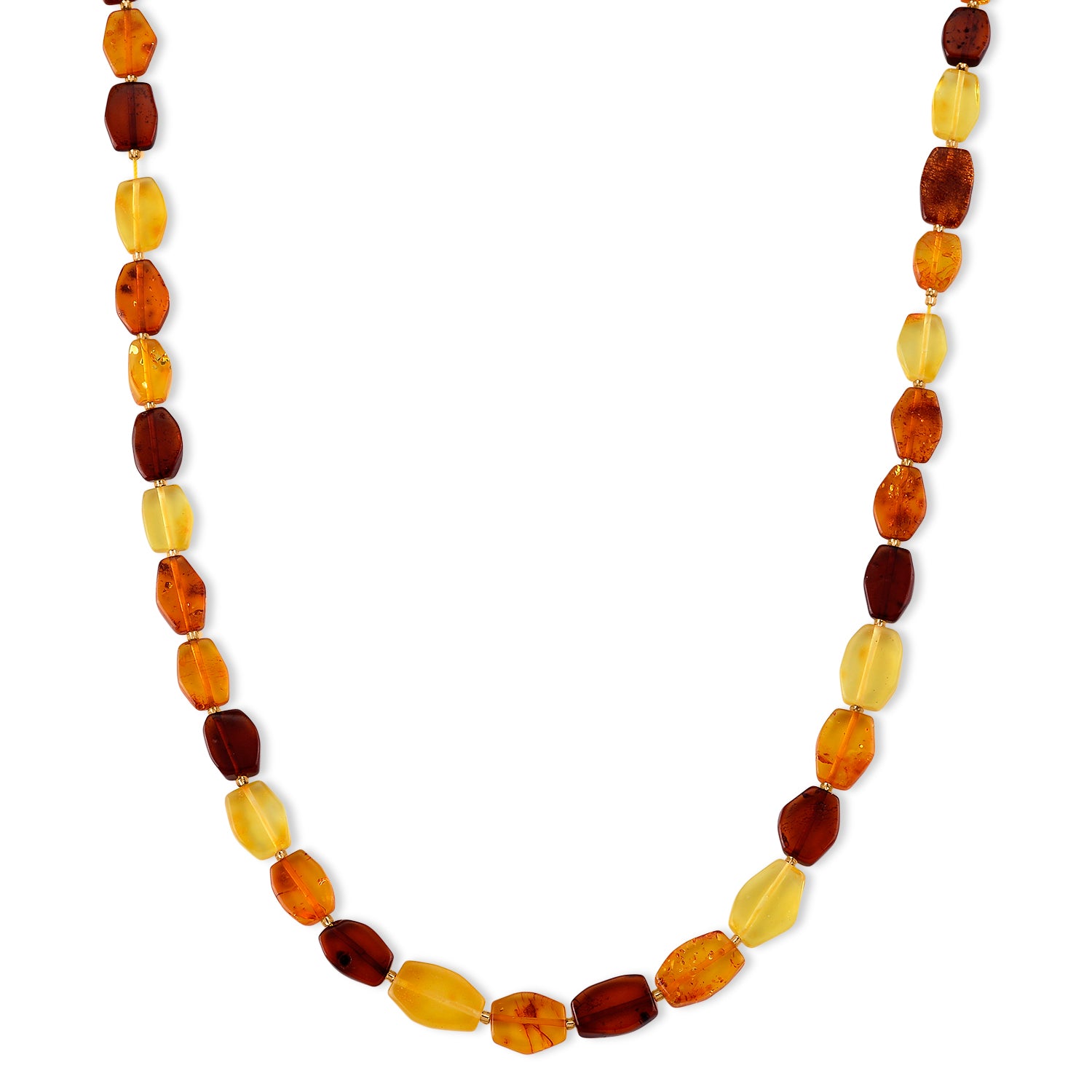 D'Joy mehrfarbige natürliche baltische Bernstein 50cm Halskette, 925 Silber vergoldet - 65 ct.