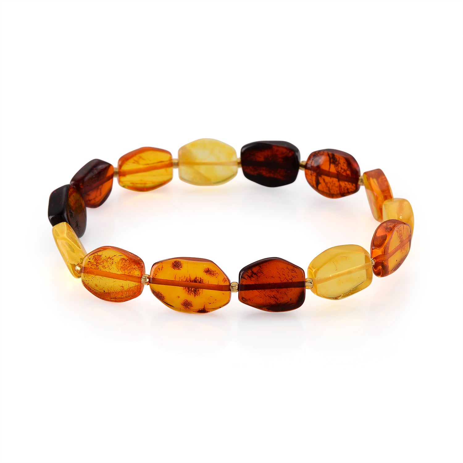 Flexibles mehrfarbiges natürliches baltisches Bernstein Armband - 30 ct.