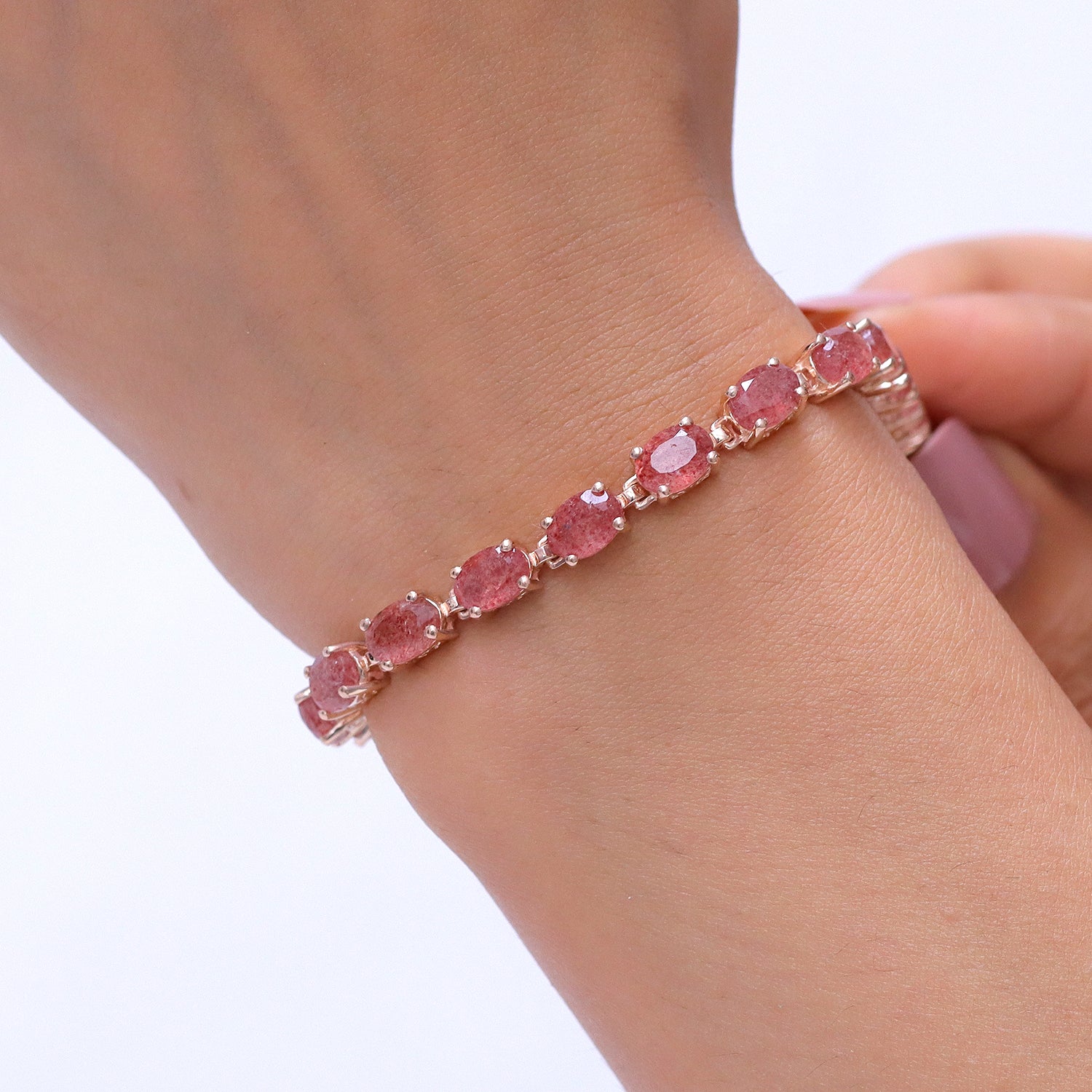 D'Joy AA Tansanischer Natronite Armband ca. 20 cm 925 Silber 750 Roségold vermeil ca. 19,10 ct.
