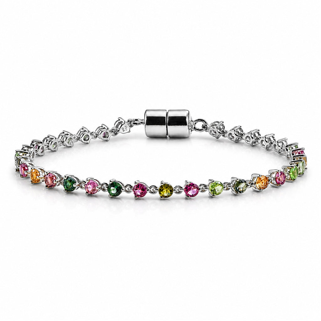 D'Joy AA Mehrfarbig-Turmalin Armband ca. 18 cm 925 Silber Rhodiniert ca. 4,42 ct.