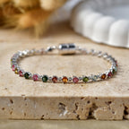 D'Joy AA Mehrfarbig-Turmalin Armband ca. 18 cm 925 Silber Rhodiniert ca. 4,42 ct.