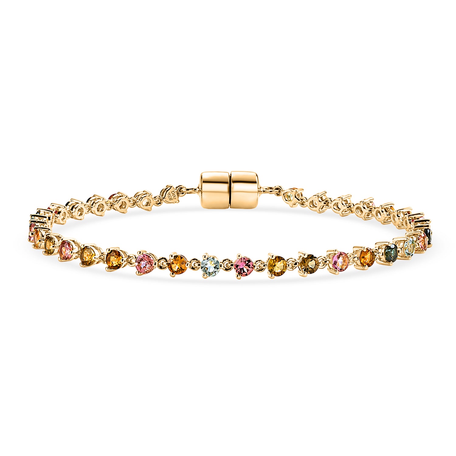 D'Joy AA Mehrfarbig-Turmalin Armband ca. 19 cm 925 Silber 750 Gelbgold vermeil ca. 4,18 ct.