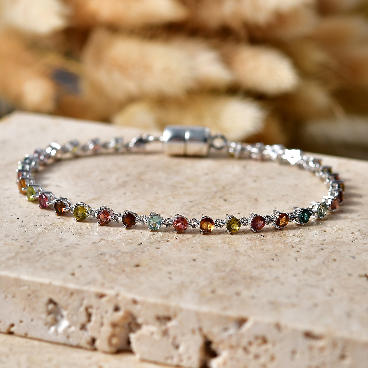 D'Joy AA Mehrfarbig-Turmalin Armband ca. 19 cm 925 Silber Rhodiniert ca. 4,18 ct.