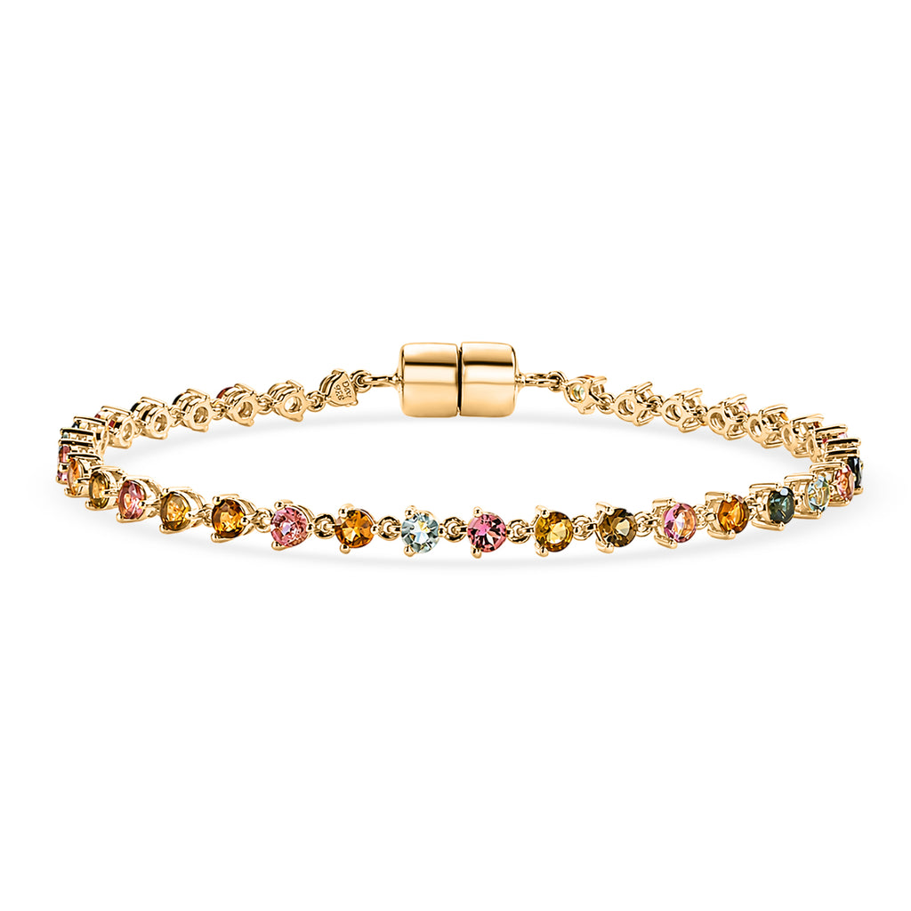 D'Joy AA Mehrfarbig-Turmalin Armband ca. 20 cm 925 Silber 750 Gelbgold vermeil ca. 4,66 ct.