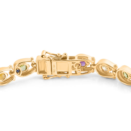 GP - AA Mehrfarbige Edelsteine Armband ca. 19 cm 925 Silber 750 Gelbgold vermeil ca. 5,11 ct.