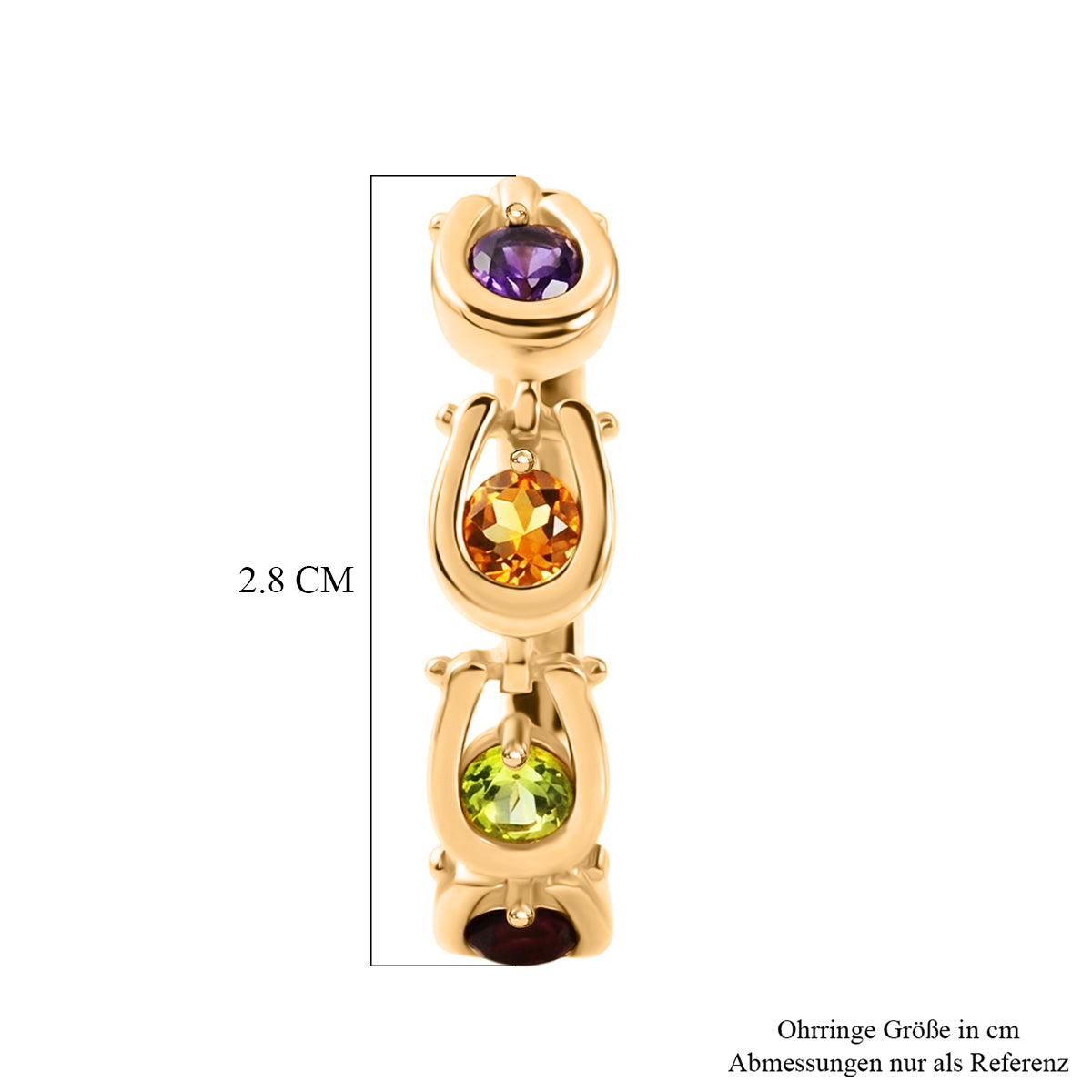 GP - AA Mehrfarbige Edelsteine Ohrringe 925 Silber 750 Gelbgold vermeil ca. 2,23 ct.