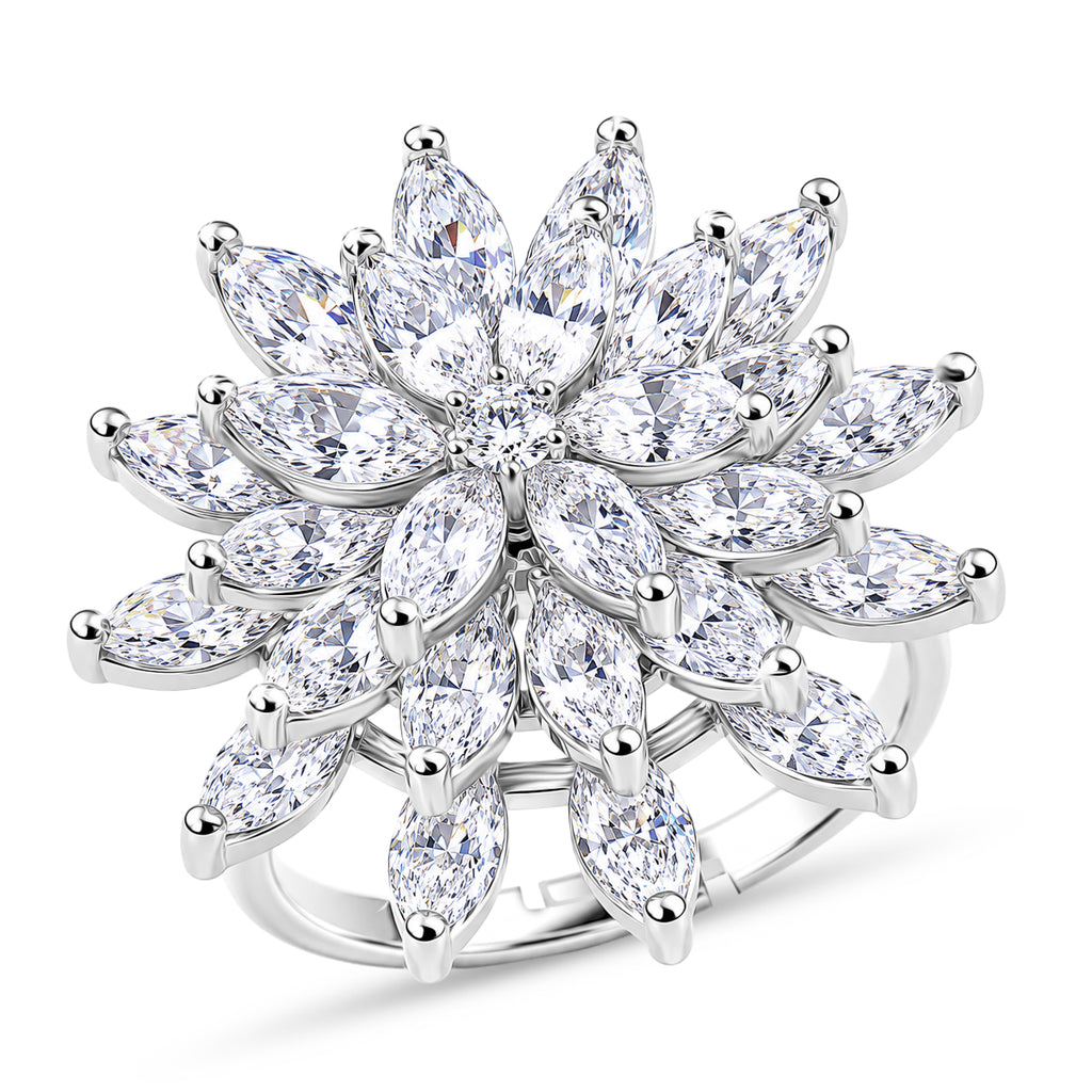 Weißer Zirkonia Ring Nickelfreies Messing, flexibles (Größe 17.00-18.00), Silberfarben