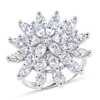 Weißer Zirkonia Ring Nickelfreies Messing, flexibles (Größe 17.00-18.00), Silberfarben