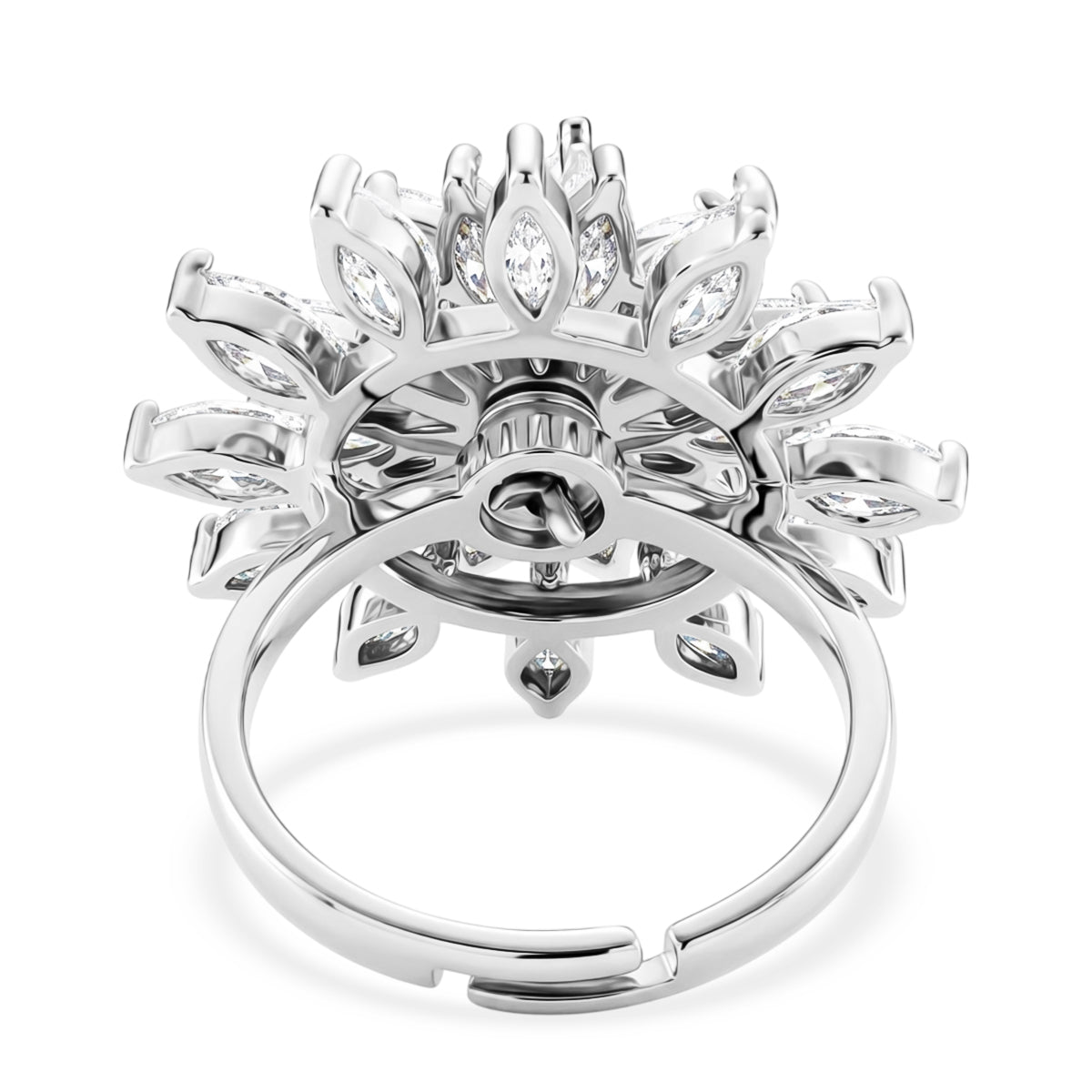 Weißer Zirkonia Ring Nickelfreies Messing, flexibles (Größe 17.00-18.00), Silberfarben